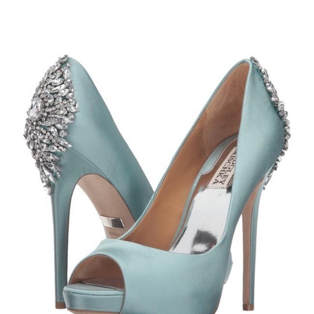 Badgely Mischka- Blue Kiara Peep Toe Pump